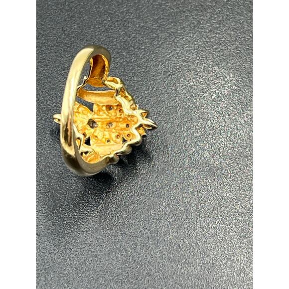 10K Yellow Gold Diamond Cluster Designer Estate 3.6g Vintage Style Ring Sz 7.25 - Picture 7 of 11